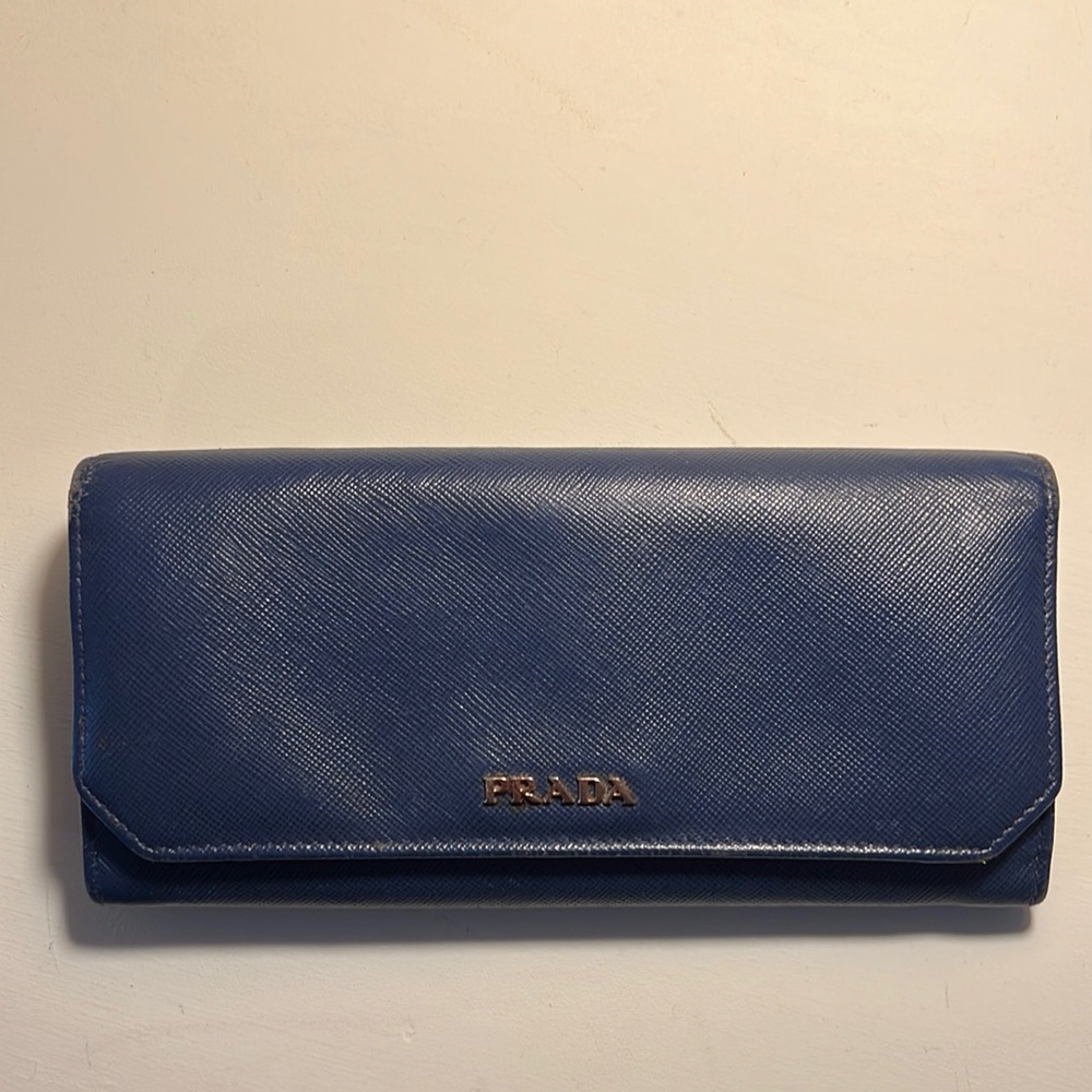 Prada “Authentic” Saffiano Blue Long Waller